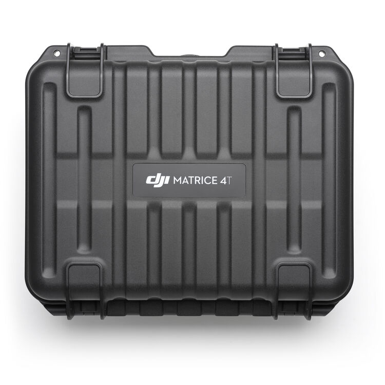 DJI Matrice 4T drone with camera and accessories, branded by EE Group, shown with protective casing and remote controller.