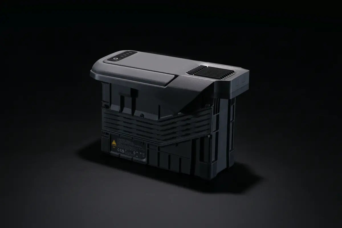 DJI TB100 intelligent flight battery for DJI Matrice 400 drone, shown with connectors and battery label, by EE GROUP