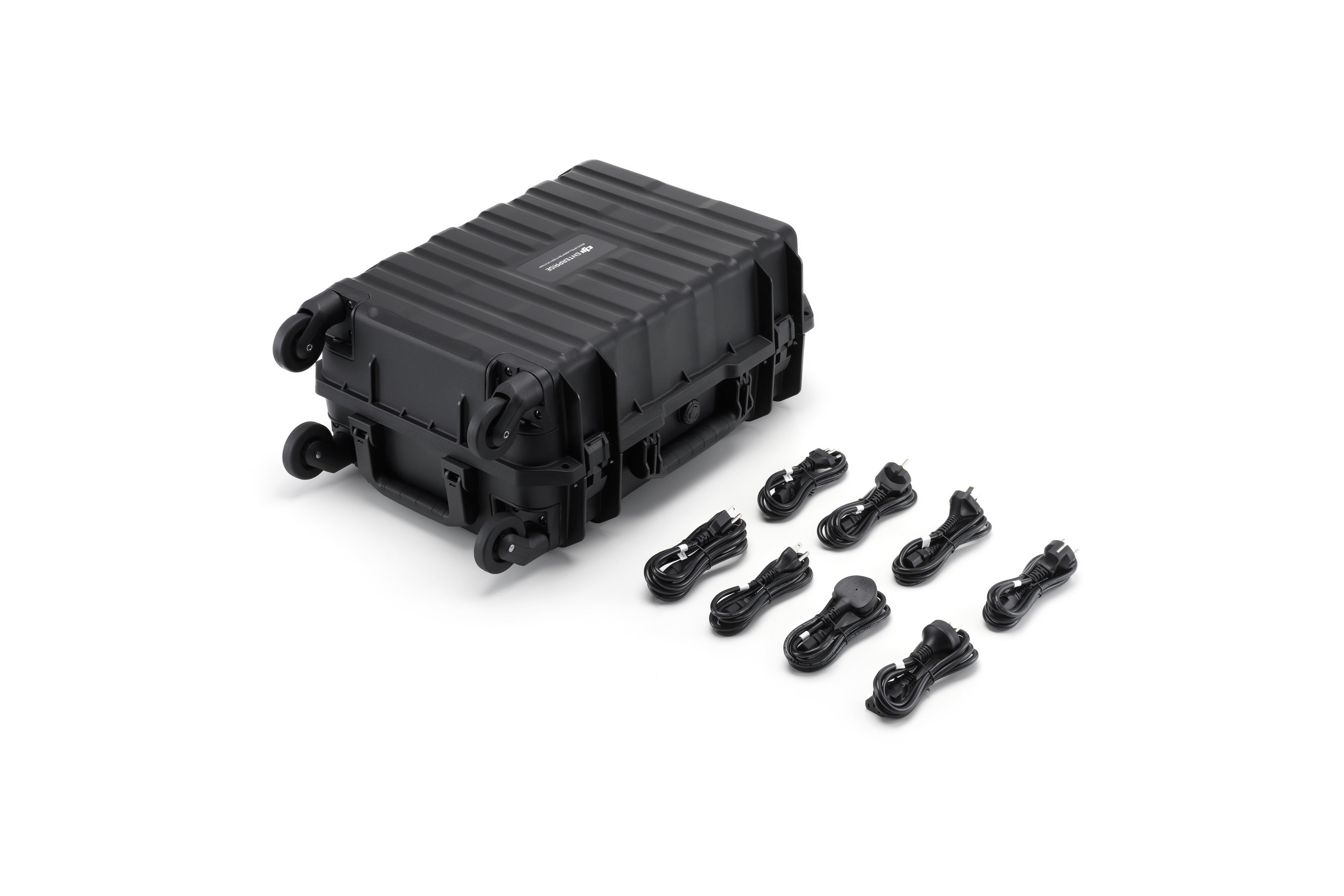 DJI BS100 Intelligent Battery Station for DJI Matrice 400 drone, shown with multiple batteries and charging accessories.
