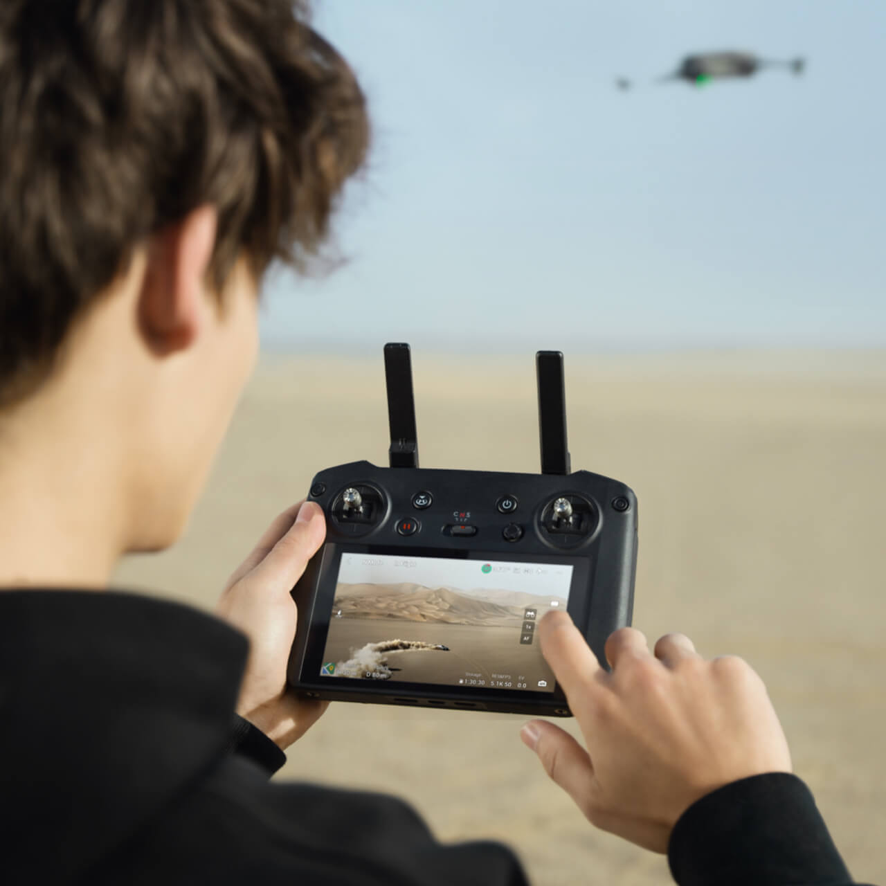 DJI RC Pro Enterprise remote control with ergonomic design and multiple control sticks for professional drone operation.