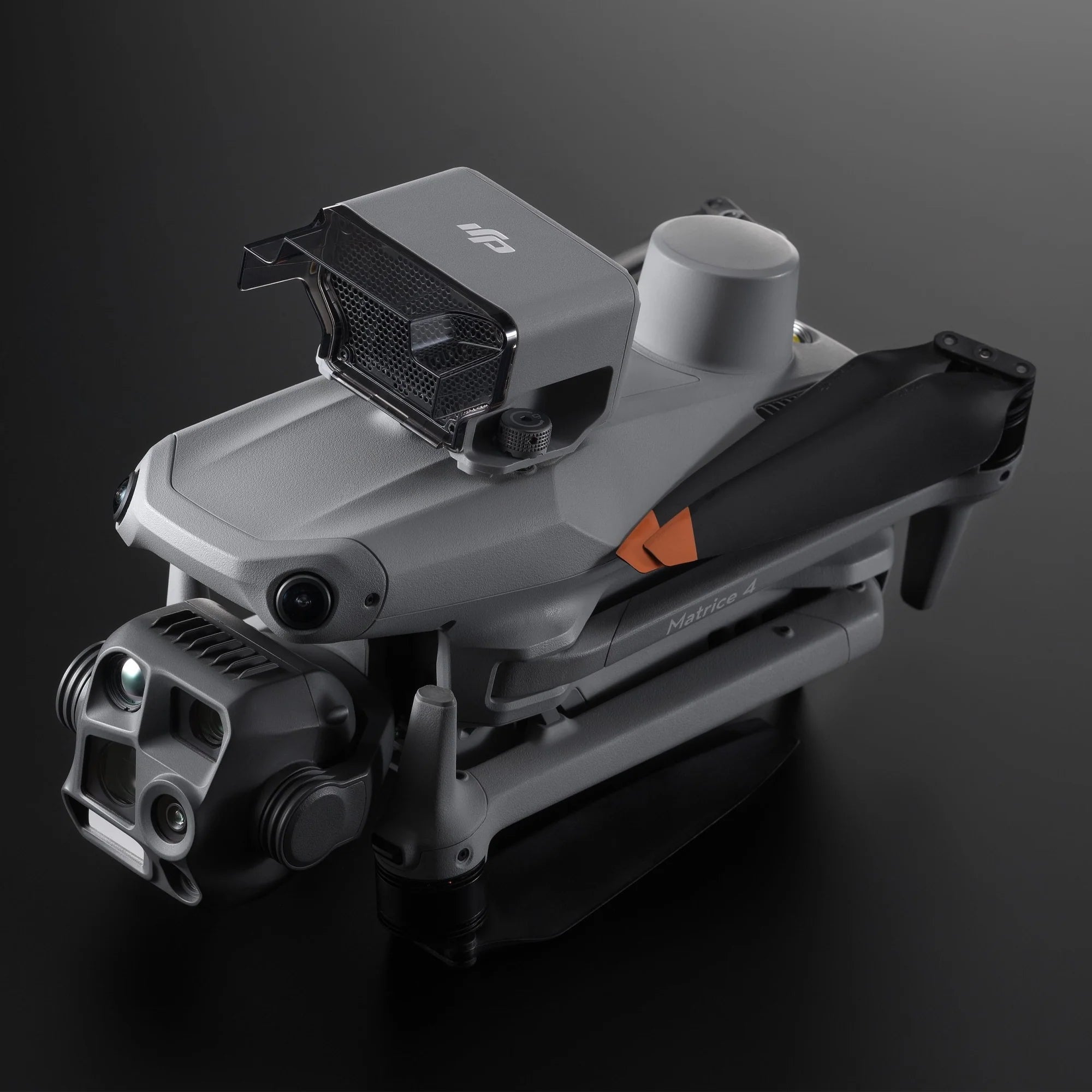 DJI AS1 speaker for Matrice 4 series drone, black compact audio device with mounting features, by EE Group.