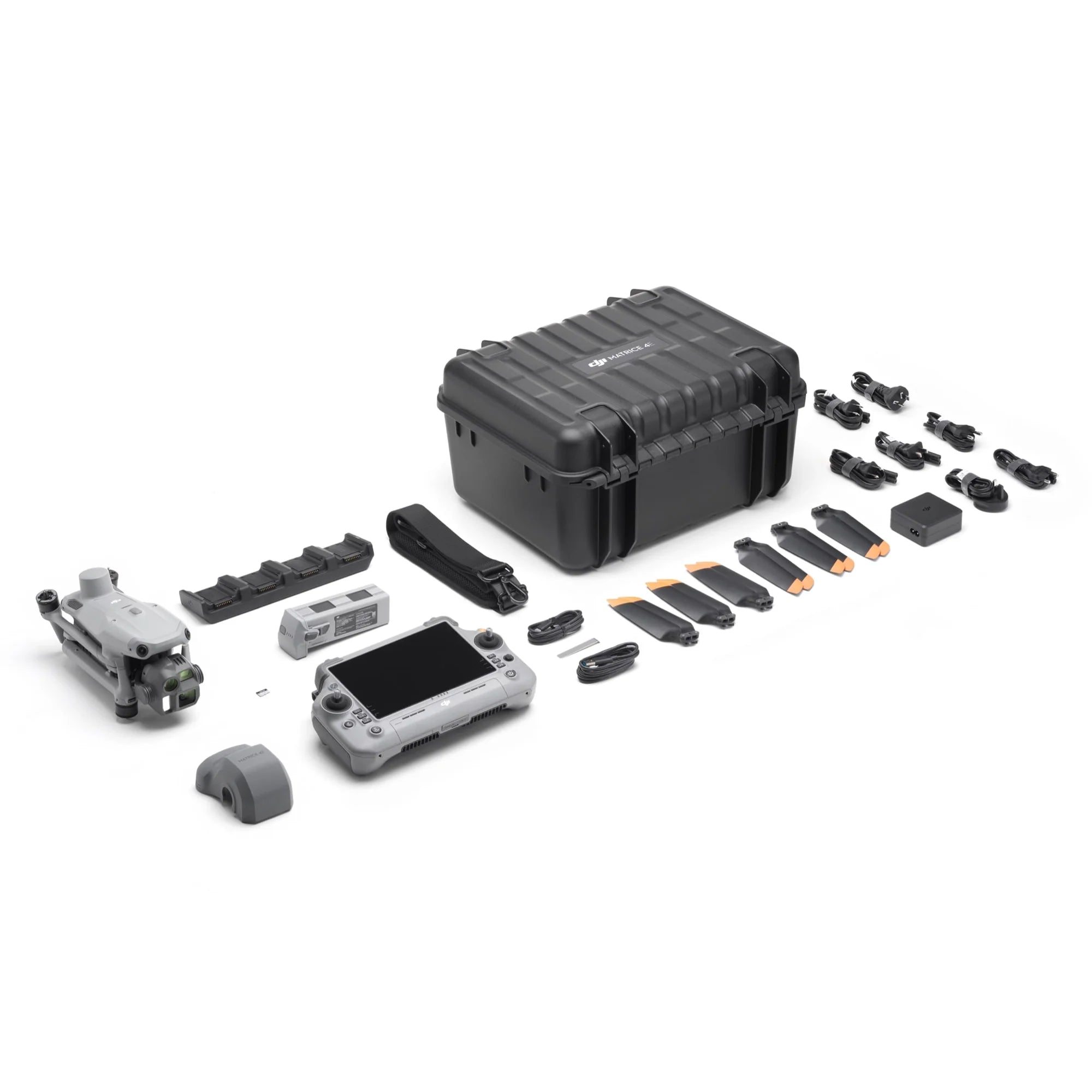 DJI Matrice 4E drone with camera and sensors, displayed outdoors, showcasing its professional industrial design.