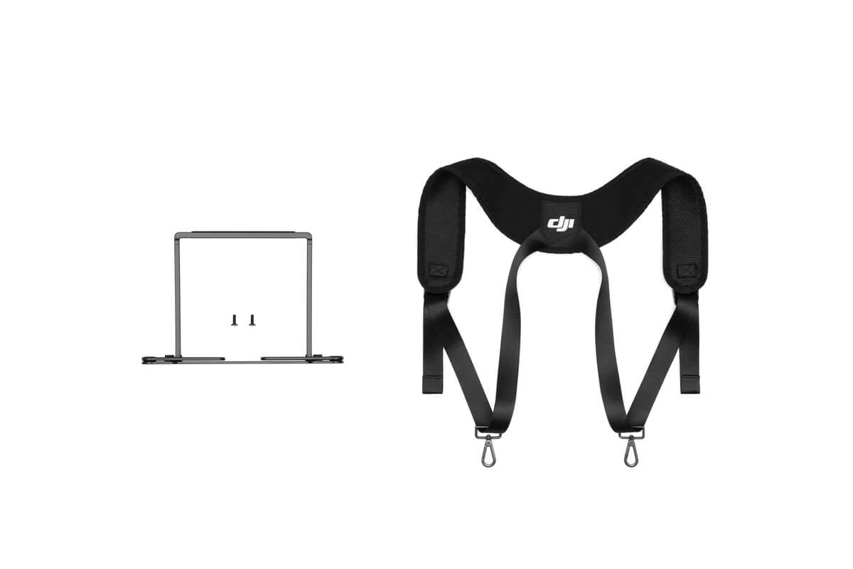 DJI RC Plus 2 strap and waist support kit with adjustable straps and padding, designed for comfortable drone controller handling.