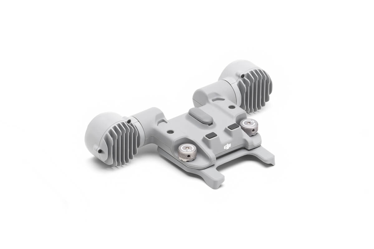 DJI AL1 Spotlight for Matrice 4 Series drone, EE GROUP brand, shown mounted with bright LED lights on drone equipment.