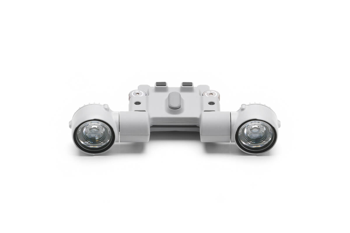 DJI AL1 Spotlight mounted on Matrice 4 drone, featuring EE GROUP branding and a sleek black design for aerial illumination.